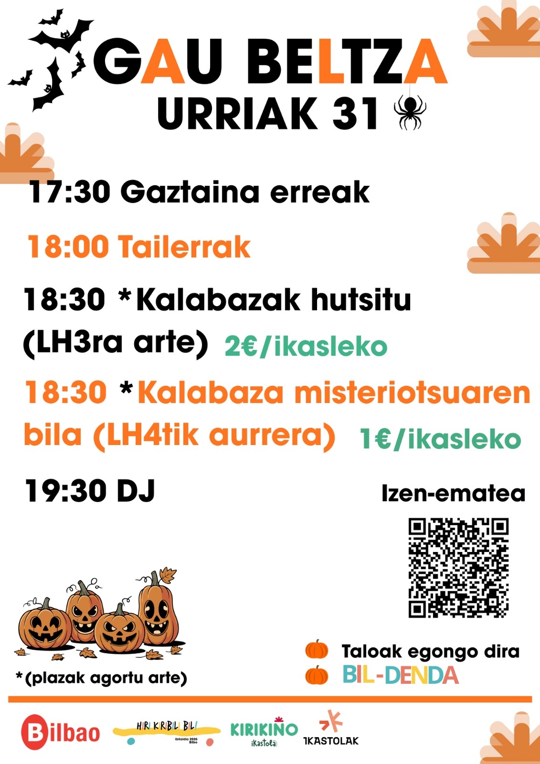 Kirikiño Ikastolak antolatutako Gau Beltzaren kartela