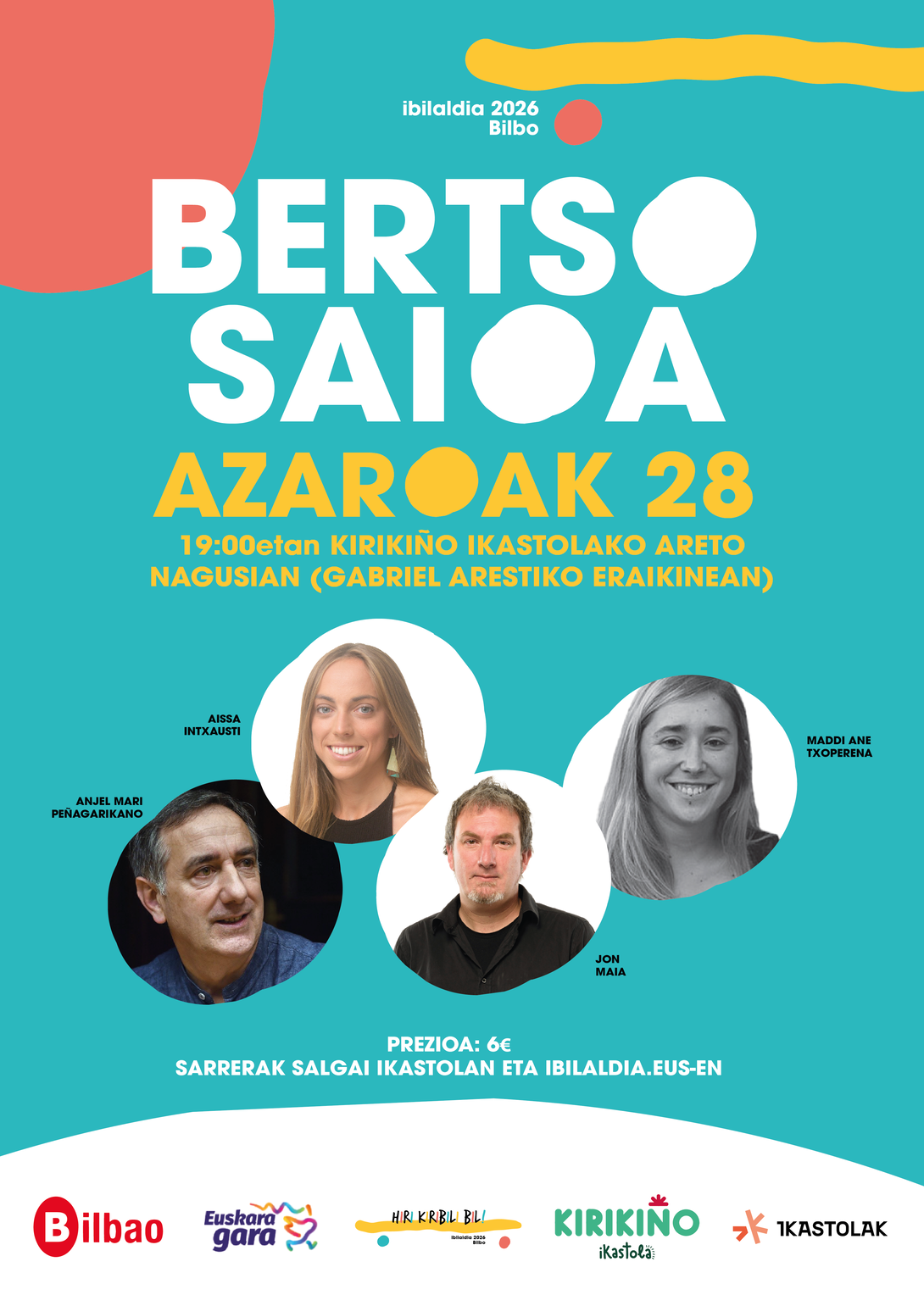 Kirikiño Ikastolak antolatutako 2025eko bertso saioaren kartela